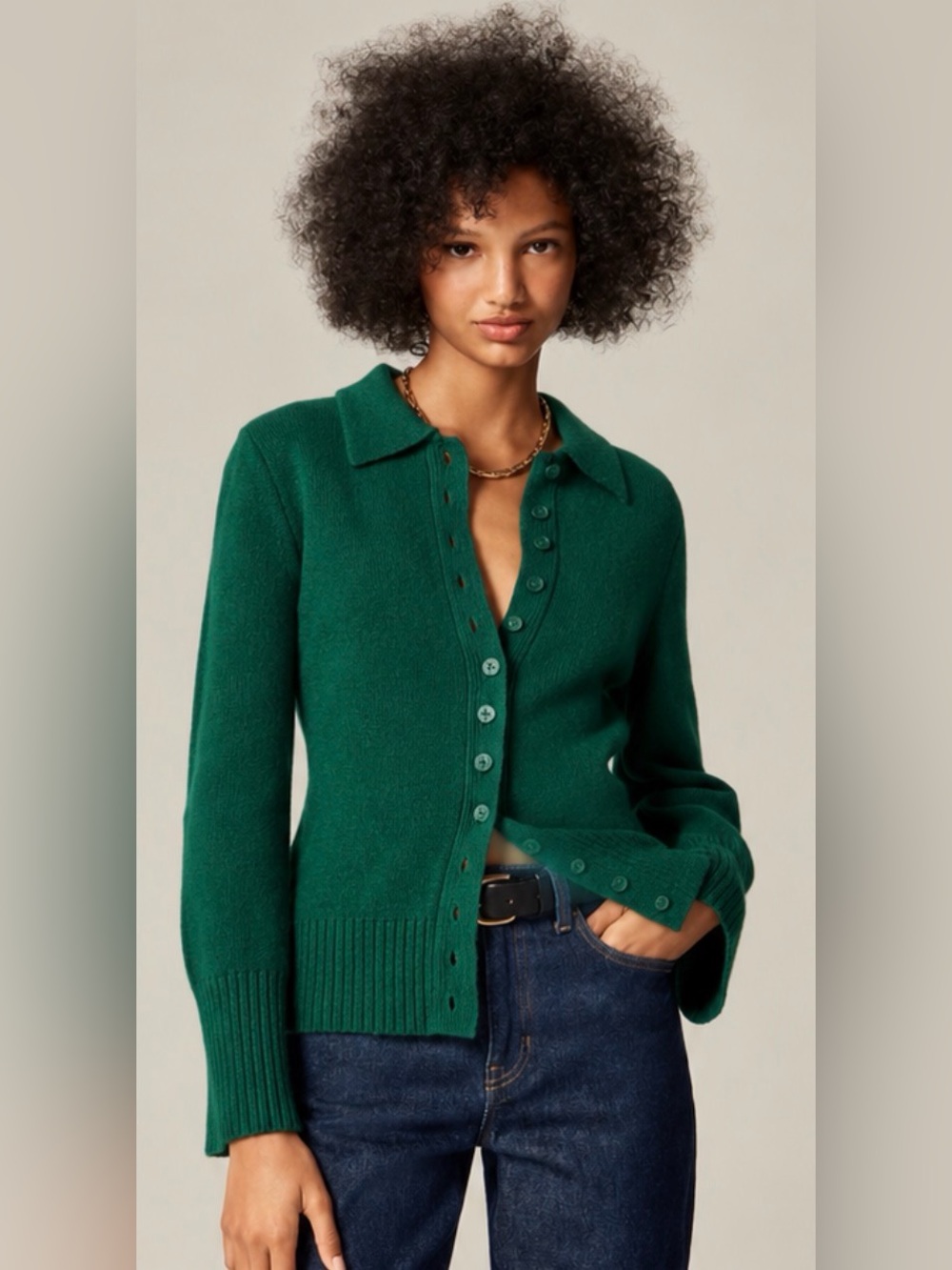 J.Crew Milano-stitch cinched-waist cardigan midnight foliage - Picture 4 of 10